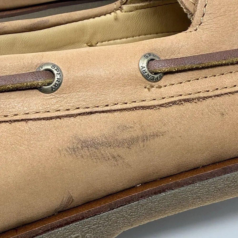 Sperry Gold Cup Authentic 2 Eye Boat Shoes Mens 10 W Wide Honey Brown Leather